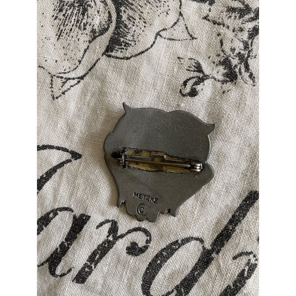 VTG 60’s Signed Pewter Metzke Owl Pin‎ - Picture 2 of 2
